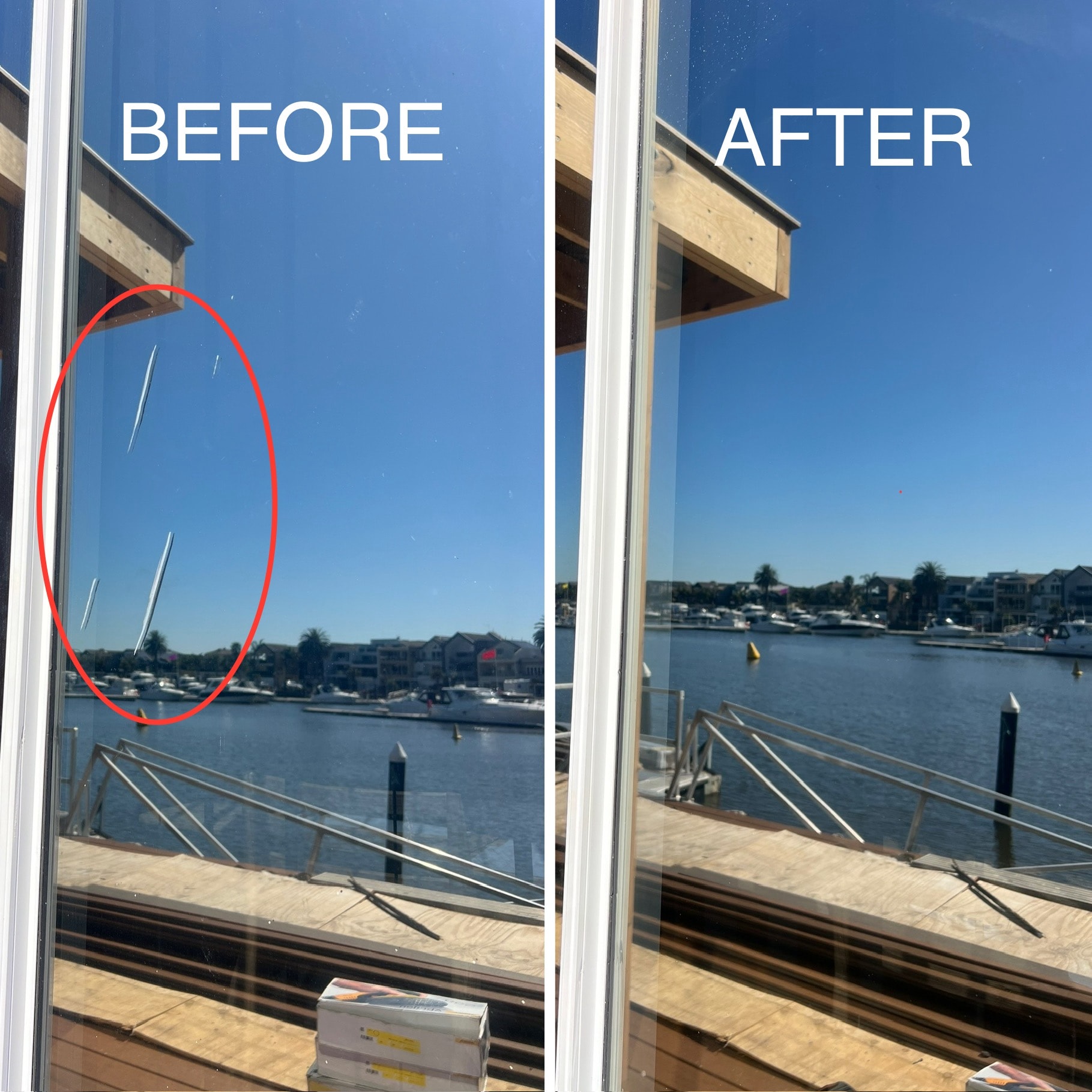 Residential window scratch removal before and after